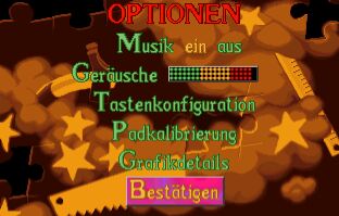 Optionen Bildschirm