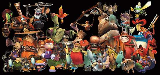 Casting :: Rayman - Globox - Murfy - Andr&eacute; - les Lums noirs - le Tro u ffion - le Sniper - le Fantasnip d'&eacute;lite - le Boomboleros - le Jamboomber - le Pagagnon et son Minignon - le Bracadabreur - le Flapoteur - le Sulfator - le Hallebaffier - l'A&eacute;ro n i f l a rd - le Lavomatrix - le Toupignard - l'Armaguiddon - les Ptiz&ecirc;tres (Romeo Patti, Otti Psi, Garata Ciatik, les Grands Minis, les Feuillus, les Poilus, les Mourus, les Moussus, les Reclus...) - Master Kaag - B&eacute;ghoniax - Razoff - C&eacute;loche - Reflux - Gumsi - les Knaaren - les Piranhas - les Podcrocs - les Matuvus - les Noir&ocirc;deurs - les Muddies - les Fee-cr&eacute;taires - les Glutes - les Tortues - les Tribelles - les Ugly - les Flabards - les Paluchards - les Verdules - les Crabe-Ningas - les Porfefeuilles - les Raymanins - et bien d'autres cr&eacute;atures encore.
